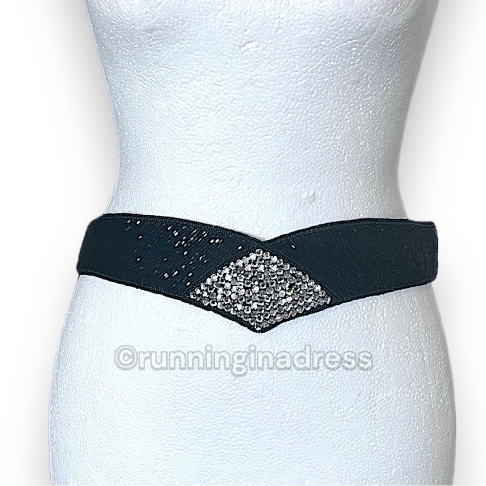 Vintage La Regale Black Beaded Belt Estimated Medium Measurement In Photos